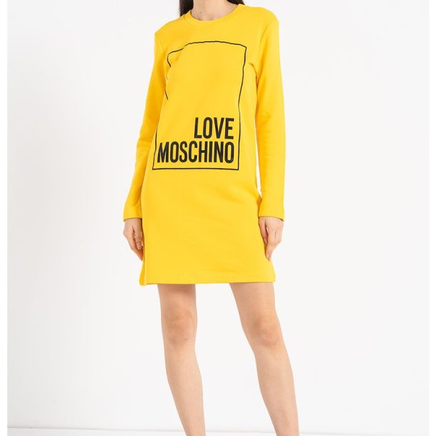 Къса памучна рокля тип суитшърт с лога Love Moschino