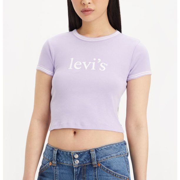 Къса тениска по тялото с лого Levis