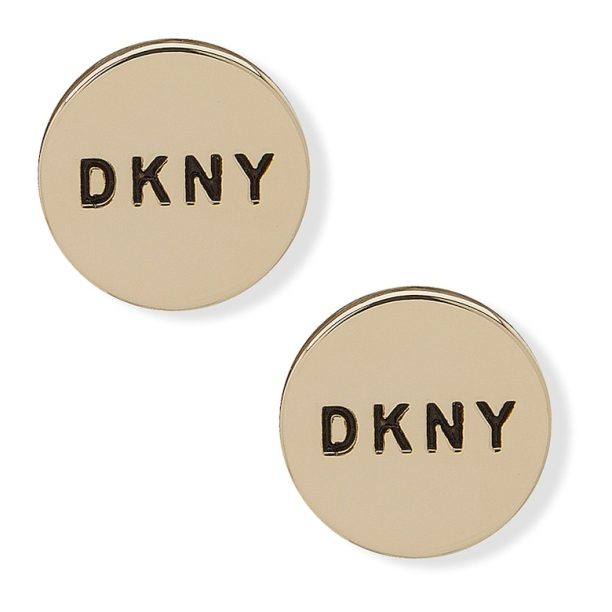 Овални обеци с релефно лого DKNY