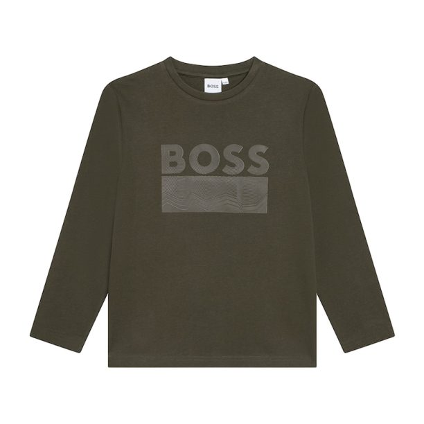 Памучна блуза на лога BOSS Kidswear