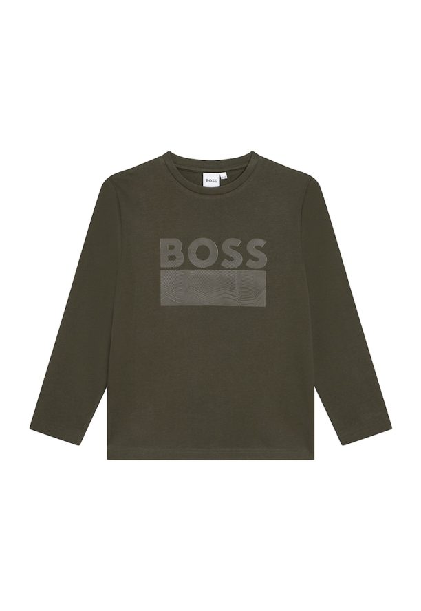 Памучна блуза на лога BOSS Kidswear