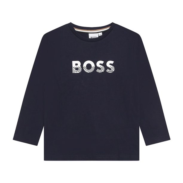 Памучна блуза с лого BOSS Kidswear