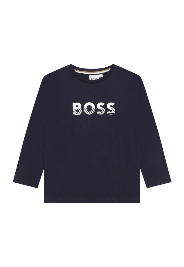 Памучна блуза с лого BOSS Kidswear