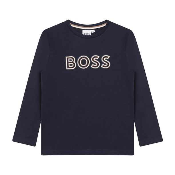 Памучна блуза с лого BOSS Kidswear