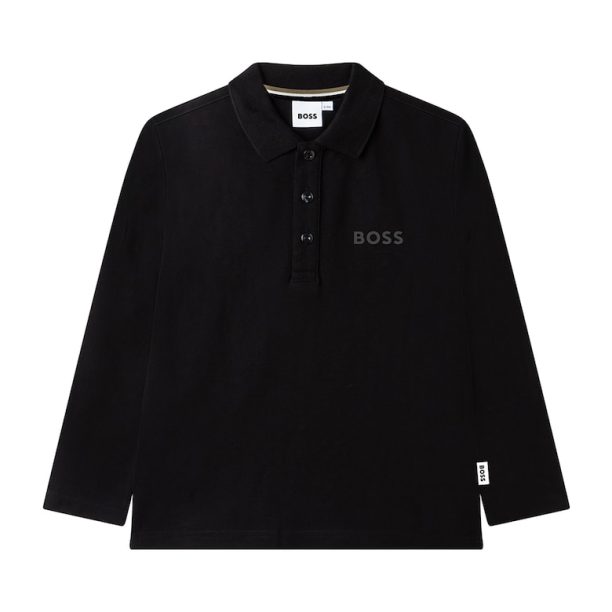 Памучна блуза с яка и лого BOSS Kidswear