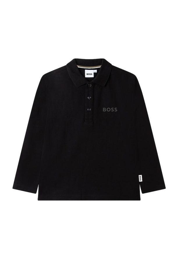 Памучна блуза с яка и лого BOSS Kidswear