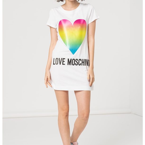 Памучна рокля тип тениска с лого Love Moschino