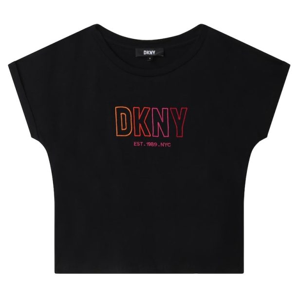 Памучна тениска с бродирано лого DKNY