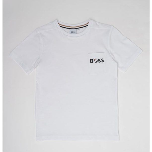 Памучна тениска с джоб BOSS Kidswear