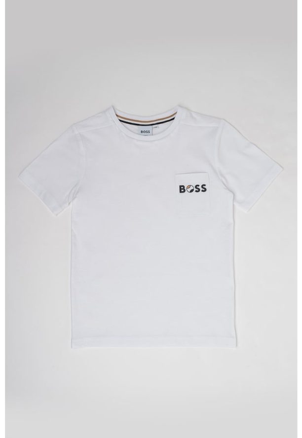 Памучна тениска с джоб BOSS Kidswear