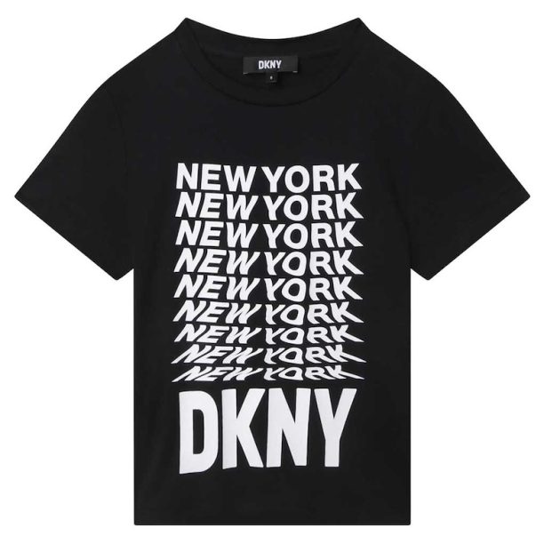 Памучна тениска с контрастна щампа DKNY