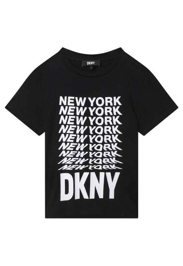 Памучна тениска с контрастна щампа DKNY