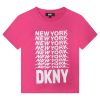 Памучна тениска с контрастна щампа DKNY