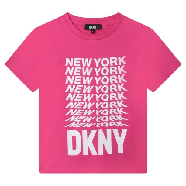 Памучна тениска с контрастна щампа DKNY