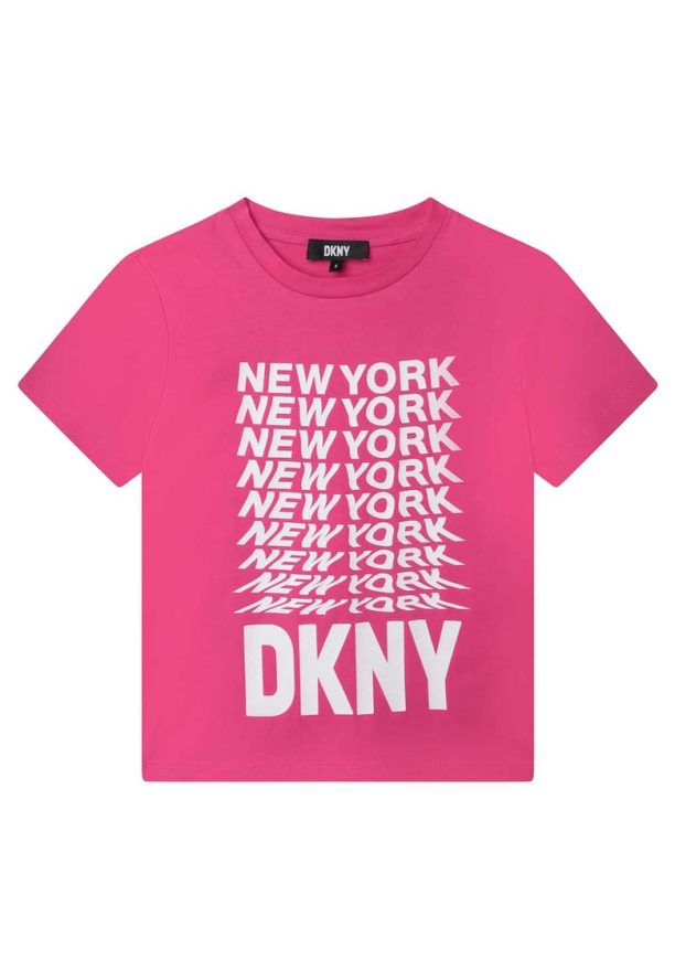 Памучна тениска с контрастна щампа DKNY