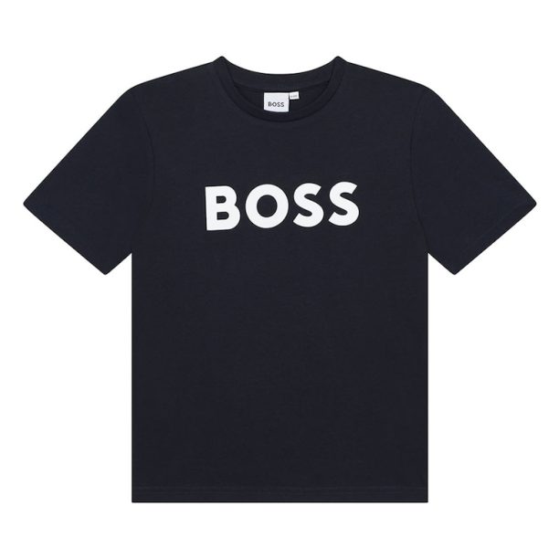 Памучна тениска с контрастно лого BOSS Kidswear