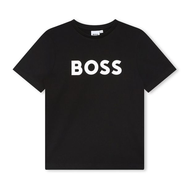 Памучна тениска с контрастно лого BOSS Kidswear