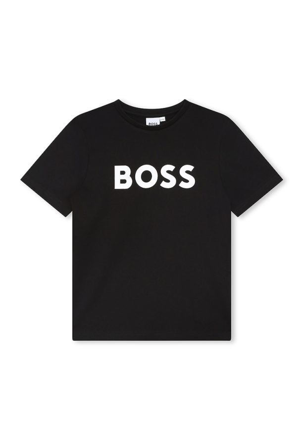 Памучна тениска с контрастно лого BOSS Kidswear