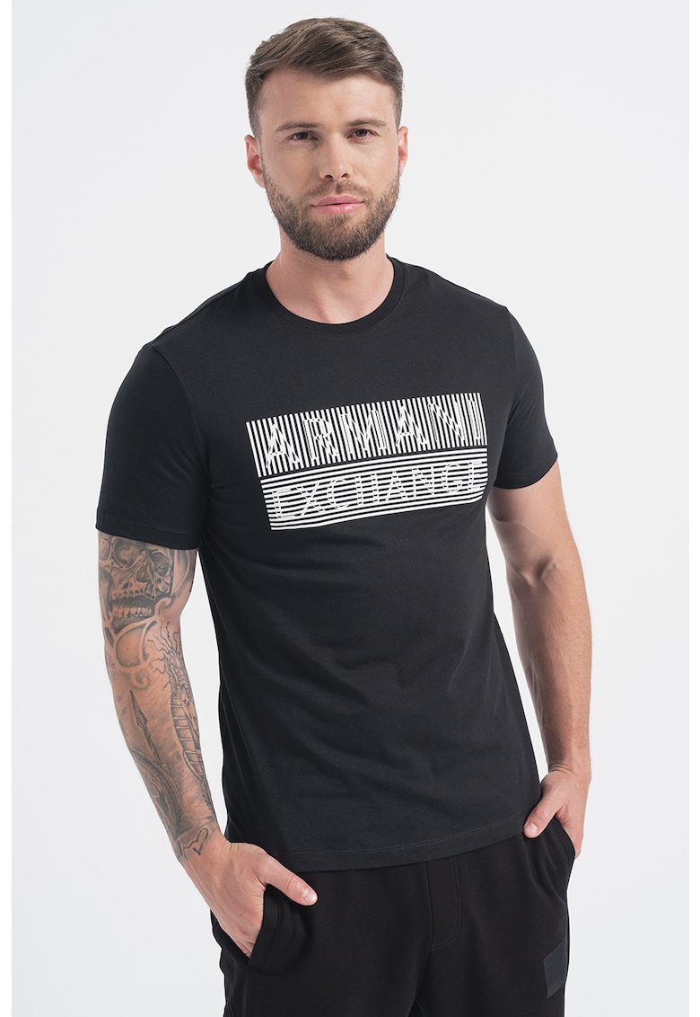 Памучна тениска с лога ARMANI EXCHANGE