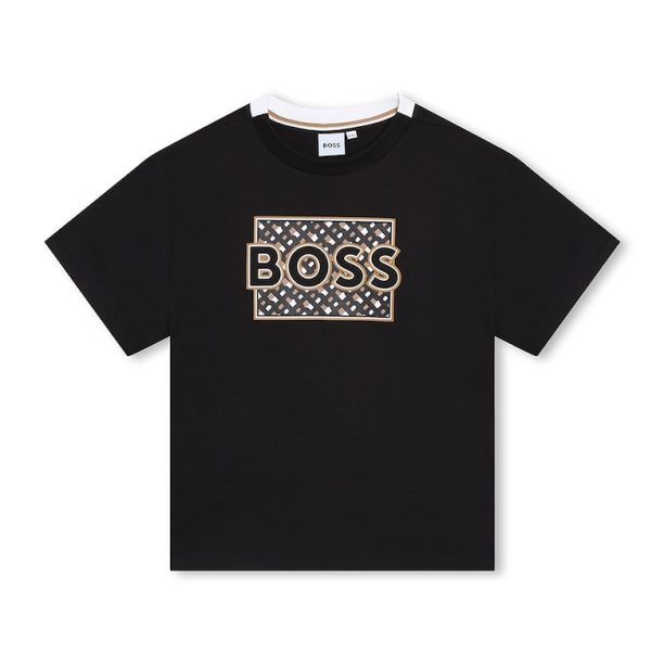 Памучна тениска с лого BOSS Kidswear