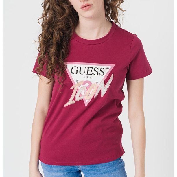 Памучна тениска с лого GUESS JEANS