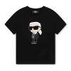 Памучна тениска с лого KARL LAGERFELD KIDS