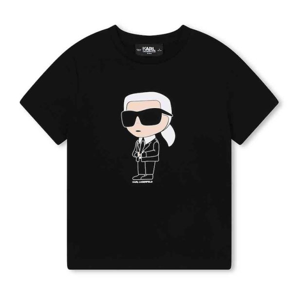 Памучна тениска с лого KARL LAGERFELD KIDS