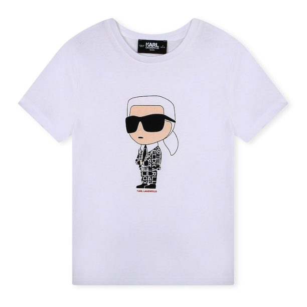 Памучна тениска с лого KARL LAGERFELD KIDS