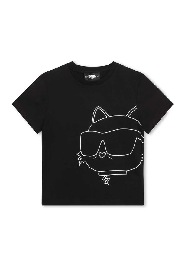 Памучна тениска с лого KARL LAGERFELD KIDS