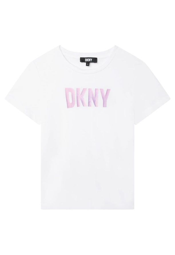 Памучна тениска с метализирана щампа DKNY