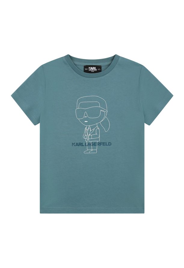 Памучна тениска с монограми KARL LAGERFELD KIDS