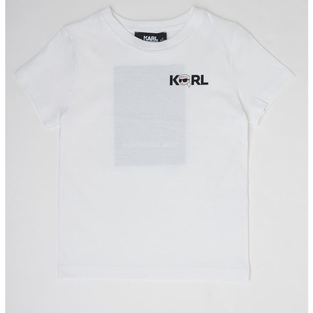 Памучна тениска с овално деколте KARL LAGERFELD KIDS