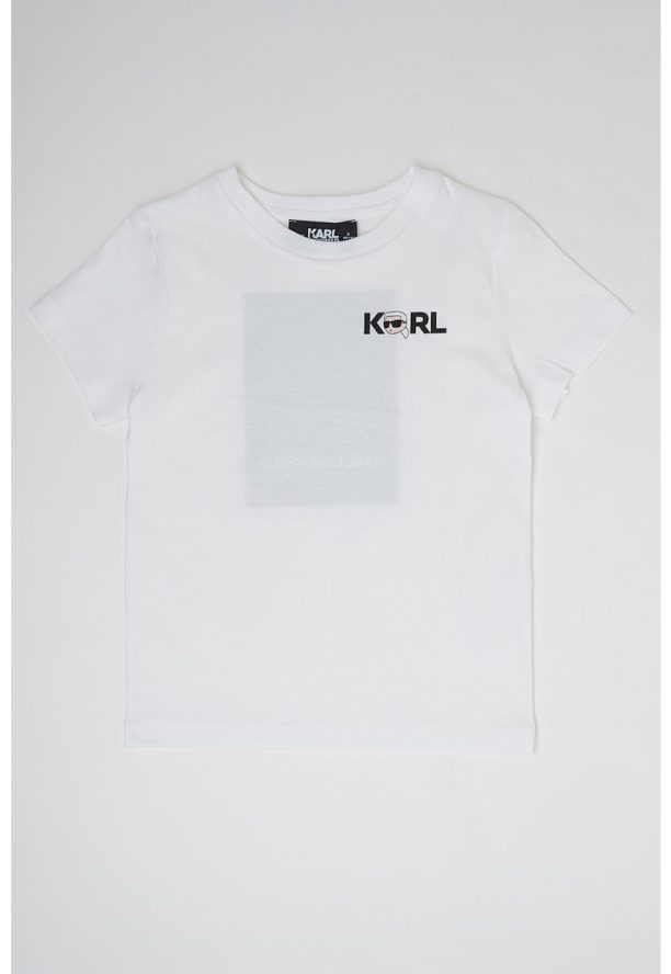 Памучна тениска с овално деколте KARL LAGERFELD KIDS