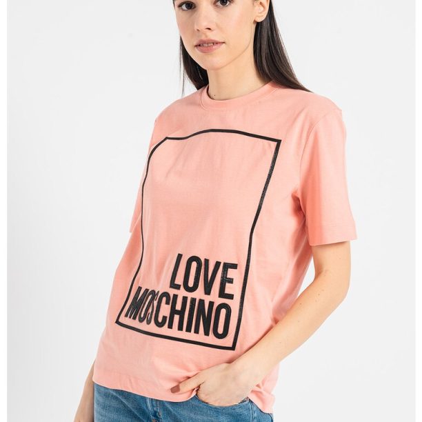 Памучна тениска с уголемено лого Love Moschino