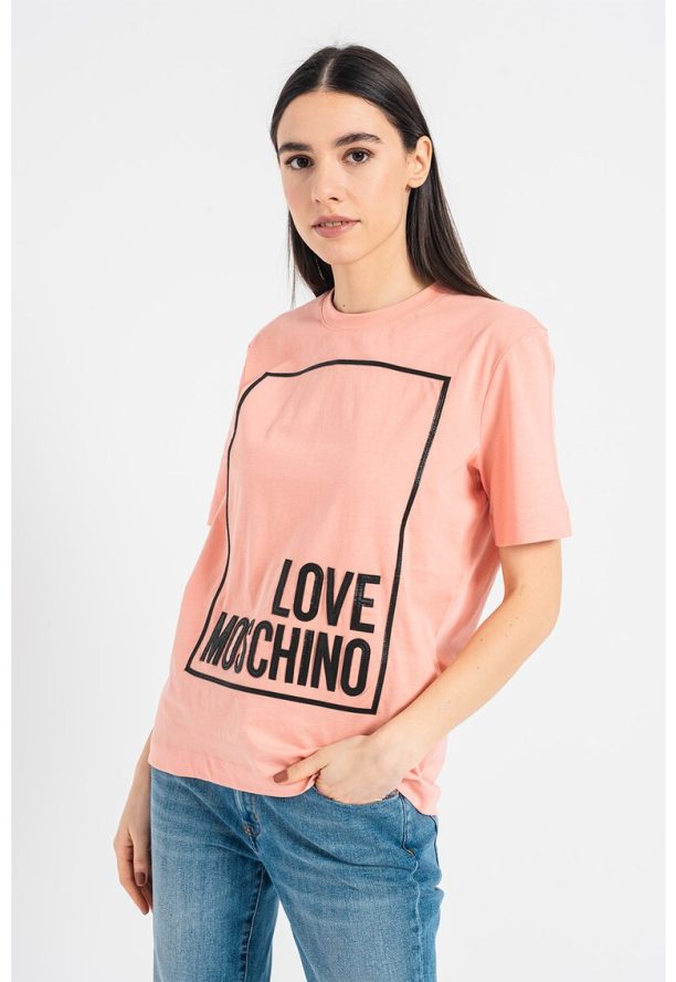 Памучна тениска с уголемено лого Love Moschino