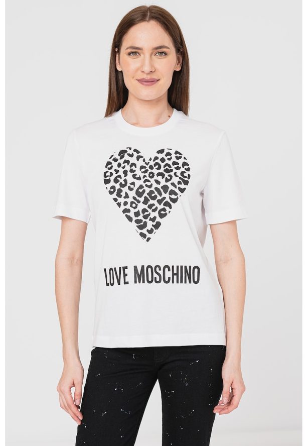 Памучна тениска с щампи Love Moschino