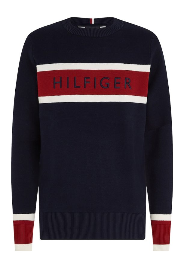 Пуловер с овално деколте и лого Tommy Hilfiger