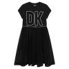 Разкроена рокля с лого DKNY