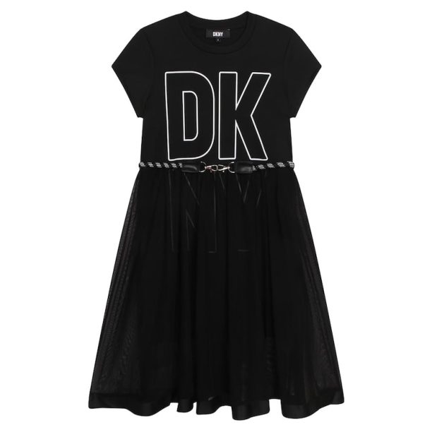 Разкроена рокля с лого DKNY