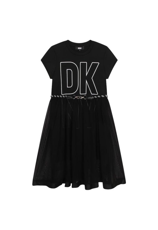 Разкроена рокля с лого DKNY