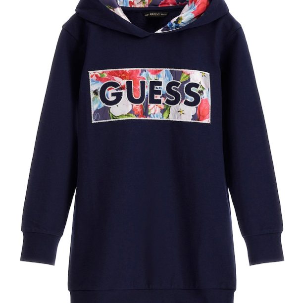 Рокля с качулка и лого GUESS JEANS