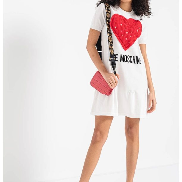 Рокля с лого и разкроен подгъв Love Moschino