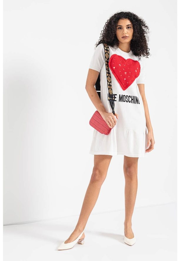 Рокля с лого и разкроен подгъв Love Moschino