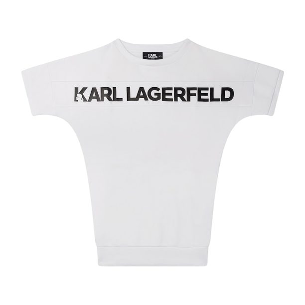 Рокля с овално деколте и уголемено лого KARL LAGERFELD KIDS