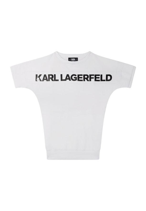 Рокля с овално деколте и уголемено лого KARL LAGERFELD KIDS