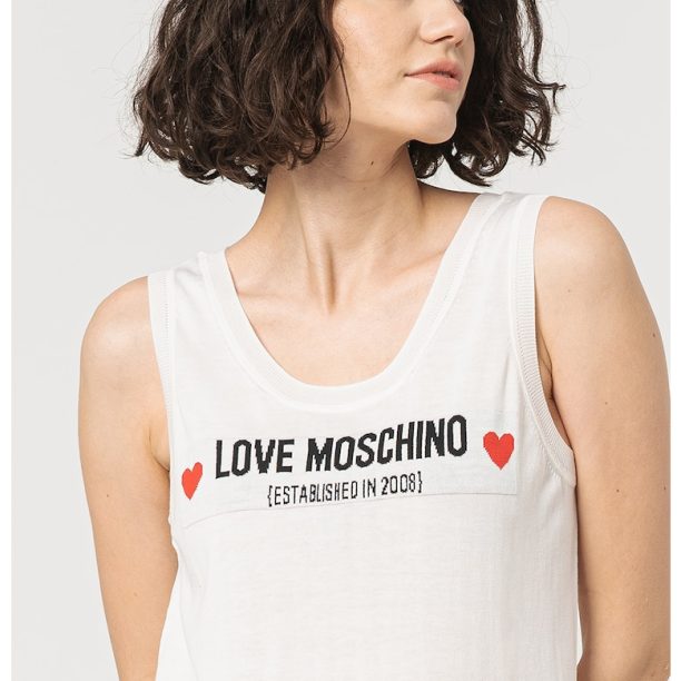 Рокля с памук и коприна с лого Love Moschino