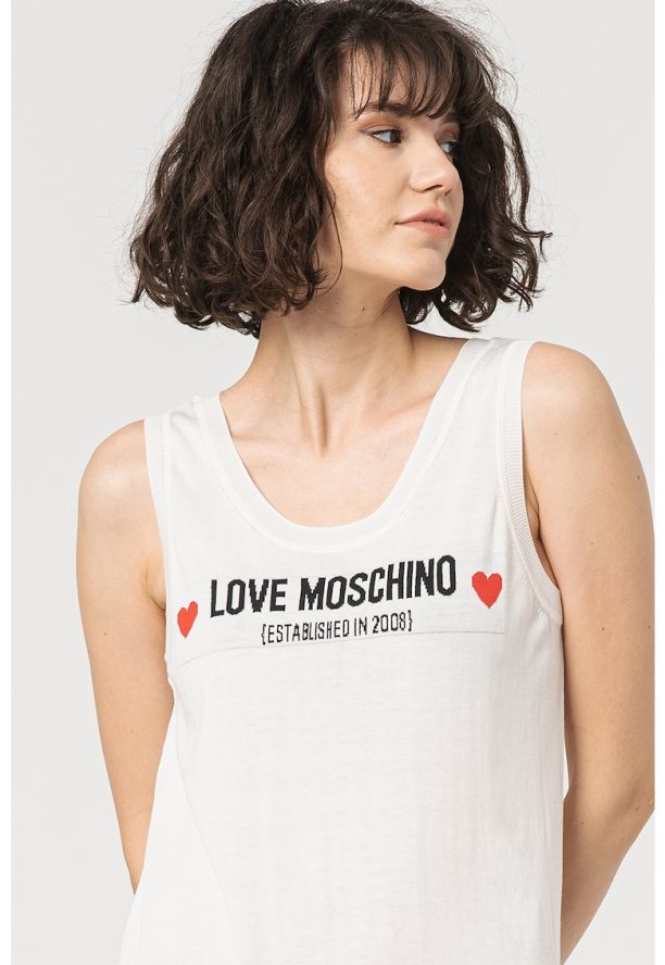 Рокля с памук и коприна с лого Love Moschino