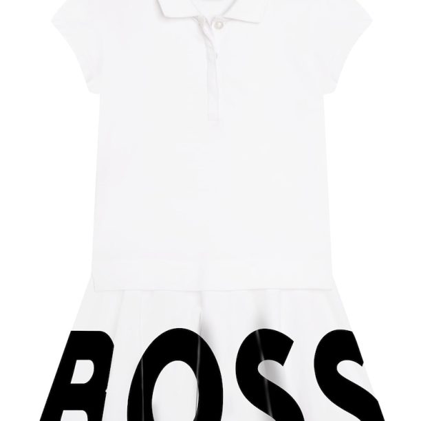 Рокля с яка и контрастно лого BOSS Kidswear