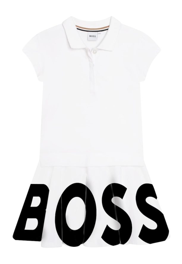 Рокля с яка и контрастно лого BOSS Kidswear