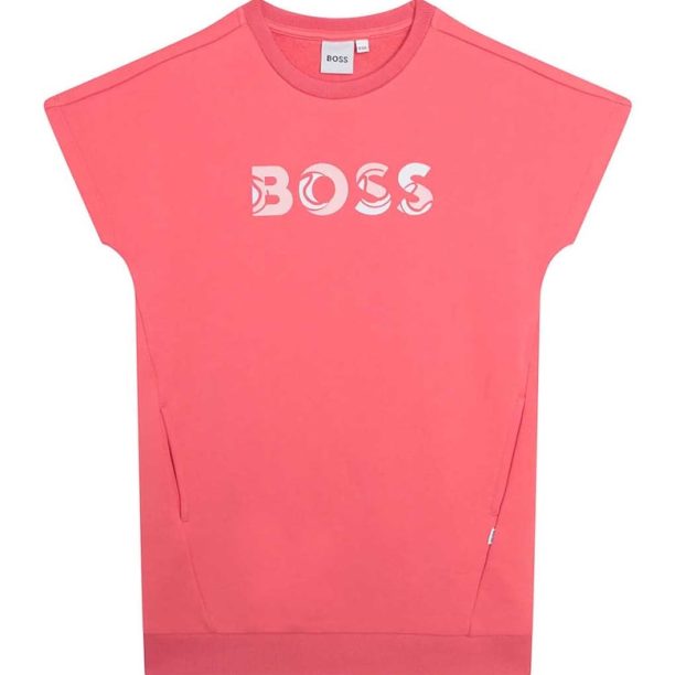 Рокля тип суитшърт с два джоба отпред BOSS Kidswear